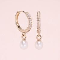 ราคา Grace Fine Jewelry ต่างหูห่วงทองแท้9K Akoya Pearl Charm with Pave White Sapphire (9862398891)