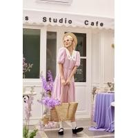 ราคา Wila La Vande Dress เดรสผ้าคอตตอนสีม่วงพาสเทล ดีเทลเก๋ ยาวครึ่งแข้งทรงวินเทจย้อนยุค คอวี ปกคอขาวปักลาย Lavender แขนตัดต่อพอง รูดเอว ตีเกล็ดข้างช่วงกระโปรง ซิปหลัง มีซับใน (20760297684)