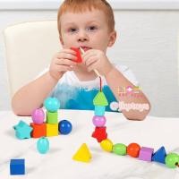 ราคา ของขวัญวันเกิด Todds Kids Toys ของเล่นไม้เสริมพัฒนาการ ร้อยเชือกลูกปัดรูปทรง 42 ชิ้น ลูกปัดทรงเรขาคณิต ร้อยเชือก 2y เสริมทักษะ (20642308002)