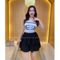 ราคา FLASH Zeza ชุดเซ็ตเกาะอก กระโปรงขนมชั้น ผ้าหนาสองชั้น ชุดเซ็ตสาวเวียดนามเวียดใจ (20570098935)