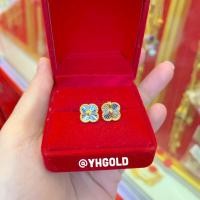 ราคา ต่างหูทองครึ่งสลึง YHGOLD ต่างหูแวนคลีฟ โคลเวอร์ งานลงยา ทองคำแท้96 5 (12638304691)