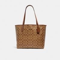 ราคา Coach 5696 City Tote In Signature Canvas IME74 กระเป๋าสะพายผู้หญิง สี Im Khaki Saddle 2 (20618314425)