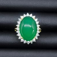 ราคา แหวนพลอยโมรา Chalcedony Agate สีเขียวหยก ตัวเรือนเงินแท้92 5 ชุบทอง ไซด์นิ้ว 54 เบอร์7USมีใบรับประกันสินค้าจากทางร้าน (9324543848)