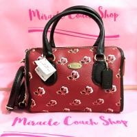 ราคา กระเป๋าถือ COACH แท้ ทรงหมอน Coated canvas ลายดอกไม้ สีสวยหวาน สายหนังแท้ มีสายยาว COACH 36203 BRAMBLE ROSE BERRY COATED CANVAS BENNETT SATCHEL (20171092724)