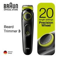 ราคา Braun Beard Trimmer 3 BT3221 Black Green Beard Trimmer for Men 20 length settings Precision Wheel and Professional Blade Technology (18547278796)