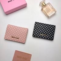 ราคา leather womens miu miuˉ top goat leather fashion short two fold multi card wallet polka dot print minimalist (19756767555)