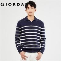 ราคา GIORDANO Men Sweaters Contrast Color Stripe Chunky Soft Warm Sweaters Turn Down Collar Gentle Fashion Casual Sweaters 18053906 (20351623528)
