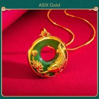 ราคา ASIX GOLD สร้อยคอจี้หยกทอง 24K สำหรับผู้หญิง สร้อยคอจี้ดอกบัวปลาคาร์พนำโชค สร้อยคอจี้หยกเขียว สร้อยคอจี้หยกขาว ไม่ดำ ไม่ลอก (16192790524)