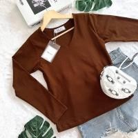 ราคา เสื้อแขนยาวคอวีผ้า uniqlo (20037655870)