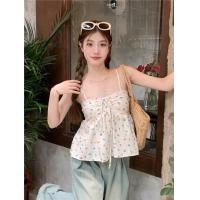 ราคา เสื้อสายเดี่ยวลายดอไม้ ดีเทลผูกโบว์หน้าใส่แบบคล้องคอได้ (20432854777)