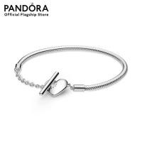 ราคา Pandora Moments Heart T Bar Snake Chain Bracelet สร้อยข้อมือ สร้อยข้อมือแพนดอร่า แพนดอร่า สร้อยข้อมือเงิน (9084379244)