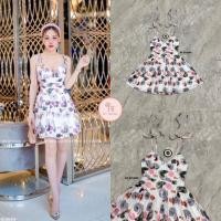 ราคา งานป้าย BT Studio เดรสสั้นสายเดี่ยวลูกไม้ช่วงอกเสริมฟองน้ำสายปรับได้ เนื้อผ้าพิมพ์ลายช่วงกระโปรงจับจีบไล่เรียงตามตัวงานซิปหลัง (19921753935)