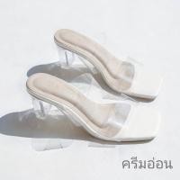 ราคา ALIN BRAND รองเท้าส้นแก้ว สูง 3 นิ้ว สายใสไม่บาดเท่า วัสดุคุณภาพ (18708951289)