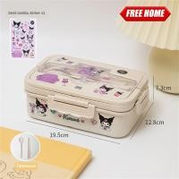 ราคา Freehome Sanrio กล่องอาหารกลางวันนักเรียนปิดผนึก1000มล พร้อมสติ๊กเกอร์แบบพกพาความจุขนาดใหญ่ Cinnamoroll Kuromi Mylody พร้อมตะเกียบช้อนและสติกเกอร์กล่องอาหารกลางวัน (19928554087)