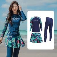 ราคา ชุดว่ายน้ำหญิง ชุดว่ายน้ำแฟชั่นชุดว่ายน้ำแขนยาว ชุดว่ายน้ำแขนยาว กัน UV UPF50 กางเกงขายาว ชุดว่ายน้ำสไตล์ฮาวาย Women Swimsuits (14017588781)