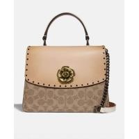 ราคา กระเป๋า Coach ทรง Parker Top Handle in Signature Canvas With Rivets งาน shop ลาย C สีน้ำตาล 5334 (12514473425)