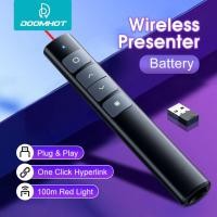 ราคา DoomHot Wireless Presentation Clicker Page Turning Pen Laser Pointer Pen USB RF Presenter Universal 2 4Ghz Office Presentation Clicker With Hyperlink For Keynote PPT Mac PC Laptop (19891806280)