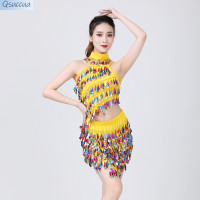 ราคา ชุดกระโปรงสั้นปักเลื่อมสำหรับการแสดงบนเวทีชุดปักเลื่อมชุดเต้นรำละตินมีพู่สีชุดเดรสเต้นรำเต้นระบำหน้าท้อง (19394327904)