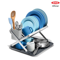 ราคา OXO ที่ตากจานพับได้ พร้อมถาดรองน้ำ l OXO GG Aluminum Fold Flat Dish Rack ทนทานและมีสไตล์ โครงอลูมิเนียมกันสนิม (10932226522)