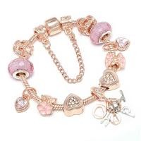 ราคา ยุโรปเสน่ห์ผู้หญิงสร้อยข้อมือ DIY สีชมพูความรัก Happy ตัวอักษรจี้สร้อยข้อมือลูกปัดสร้อยข้อมือ (20719849627)