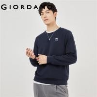 ราคา GIORDANO Men Sweatshirts Letter Badge Simple Basic Sweatshirts Crewneck Long Sleeve Fashion Casual Terry Sweatshirts 13023755 (19924056942)