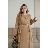 ราคา DS50 เดรสสูทน้ำตาลยาวระบาย เสื้อผ้าพลัสไซส์ Plussize fashion ชุดคนอ้วน แฟชั่นสาวอวบ (20746411953)