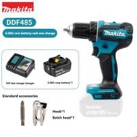 ราคา ของแท้ 100 Makita ไขควงไร้สาย DDF485 สว่านไร้สาย สว่านไฟฟ้าแบบไร้แปรงถ่าน มาพร้อมกับแบตเตอรี่ลิเธียม 18V สองก้อน เครื่องมือไฟฟ้า (20800482012)
