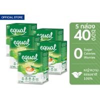ราคา 5 กล่อง Equal Stevia 40 Sticks อิควล สตีเวีย ผลิตภัณฑ์ให้ความหวานแทนน้ำตาล กล่องละ 40 ซอง 5 กล่อง รวม 200 ซอง (1864630304)
