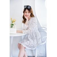 ราคา เดรสลูกไม้แขนยาว เดรสลูกไม้ผ้านิ่ม มีซับใน แต่งซิปหลัง รุ่น8198 (15664260209)