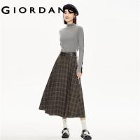 ราคา GIORDANO Women Skirts Vintage Plaid Gentle Elegant Long Skirts A Line Zip Fly Calf Length Fashion Casual Pleated Skirts 18463629 (20642353407)