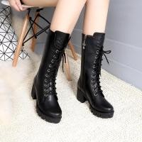 ราคา รองเท้าบูทผู้หญิงสำหรับฤดูใบไม้ร่วงและฤดูหนาว2023รองเท้าบูทมาร์ตินสุดชิคผูกเชือกสไตล์อังกฤษรองเท้าบูทยาวส้นหนาสำหรับผู้หญิงรองเท้าบูทระดับเหนือข้อเท้ารองเท้าบูทส้นสูงพื้นหนาใส่แล้วดูผอมๆ (10995907938)