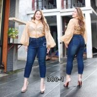 ราคา OverJeans กางเกงยีนส์ขาเดฟผ้ายีนส์ยืด เอวสูง ไซส์ 34 44 ความยาว 8 ส่วน (16200678924)