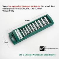 ราคา 6 9 10 Pcs Drive Socket Set 1 4 3 8 and 1 2 External Sockets Cr V Steel (20638169740)