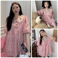 ราคา เดรสสั้นทรงปล่อยๆสีชมพูลายสวยมากป้ายYPY (20339299280)