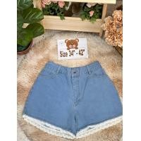 ราคา 235 Y กางเกงขาสั้นยีนส์Bigsize กางเกงยีนส์พลัสไซส์ กางเกงยีนส์ขาสั้นสาวอวบ รุ่นแต่งลูกไม้ (17037947432)