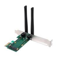 ราคา Wireless Card WiFi Mini PCI E Express to PCI E Adapter with 2 Antenna External for PC (20521376100)