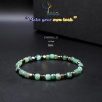 ราคา กำไลหิน มรกต จากโคลัมเบีย Emerald หินแท้100 ขนาด 4mm ทรงลูกบาศก์ เจียรเหลี่ยม สร้อยข้อมือหิน หินนำโชค หินมงคล หินเสริมดวง (17362312043)