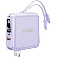 ราคา มีของพร้อมส่ง Moov PB01 W1501 แบตสำรอง 15000 mAh สีชมพู สีม่วง ชาร์จเร็ว QC 3 0 PD 20W Powerbank พาวเวอร์แบงค์ สายชาร์จในตัว Type C และ L Cable RPP 20 (19820451528)