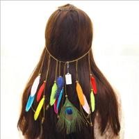 ราคา ยางมัดผม เน็ตผมผู้หญิง ที่คาดผมสวยๆ Boho ลม Peahen ที่คาดผมขนนกแฟชั่นแห่งชาติลมชุดส่าหรีผมมงกุฎ (458739602)