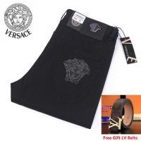 ราคา Versace กางเกงยีนส์คลาสสิคสำหรับผู้ชายกางเกงยีนส์ผ้ายีนส์ทรงสลิมฟิตแฟชั่นสไตล์ใหม่ปี2021กางเกงแบรนด์เนม แถมฟรีเข็มขัด LV (10594767919)