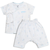 ราคา ENFANT เสื้อป้ายอกอุ่นแขนสั้นคู่ กางเกงขาสามส่วนลายแมว ไซส์ 60 70 (20123732127)