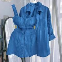 ราคา เสื้อผ้าเเฟชั่นเข้าเซ็ท3ชิ้น เสื้อสายเดี่ยว กางเกงขาสั้น พร้อมเสื้อคลุม (20112537922)