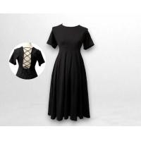 ราคา เดรสสีดำสนิท ผ้าหนานุ่ม ยืด ไม่บาง สานหลังเก๋ๆ งานป้าย ใหม่กริบ อก30 36 เอว26 30 ยาว40 (20282430152)