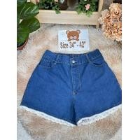 ราคา 235 Y กางเกงขาสั้นยีนส์Bigsize กางเกงยีนส์พลัสไซส์ กางเกงยีนส์ขาสั้นสาวอวบ รุ่นแต่งลูกไม้ (17037947433)