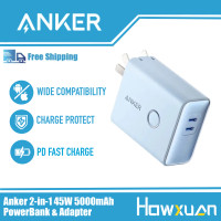ราคา เครื่องชาร์จติดผนัง Anker 45W พร้อมที่ชาร์จแบบพกพา5000MAh 20W 521 PowerCore Fusion USB C พอร์ตคู่สำหรับ iPhone 14 13 Series iPad Pro AirPods Apple นาฬิกา (17578214116)