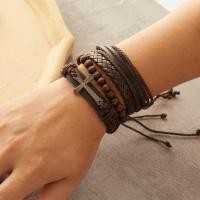 ราคา สร้อยข้อมือขนนกลูกปัดไม้สำหรับผู้ชายกำไลข้อมือวินเทจหลายชั้นสายข้อมือหนังถักมือสำหรับผู้ชายผู้หญิงกำไลข้อมือเครื่องประดับรูปสมอเรือที่มีเสน่ห์ (19592820827)