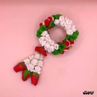 ราคา พวงมาลัยมือ ขนาด 2 5 นิ้ว มะลิ กุหลาบพับกลีบสีแดงดินปั้น (20288201184)