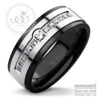 ราคา 555jewelry แหวนสแตนเลส สตีล สำหรับผู้ชาย หน้าแหวนประดับด้วยเพชร CZ ดีไซน์เท่ห์ รุ่น 555 R085 แหวนสแตนเลส แหวนผู้ชาย แหวนแฟชั่น R15 (1119454318)