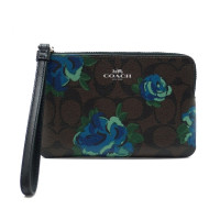 ราคา กระเป๋าคล้องมือ COACH แท้ ขนาดเล็ก COACH 39150 SMALL CORNER ZIP WRISTLET IN SIGNATURE CANVAS WITH JUMBO FLORAL PRINT (7570589871)