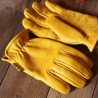 ราคา ถุงมือหนังวัวสำหรับตั้งแคมป์กลางแจ้งเสื้อย้อนยุคทนทานต่อการฉีกขาดหัวหนังชั้นแรกสำหรับขี่มอเตอร์ไซค์ Harley ผู้ขับขี่ใช้ได้สี่ฤดู (11338168641)